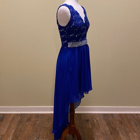 B Smart High Low Dress Blue with Rhinestones - Picture 4 of 4